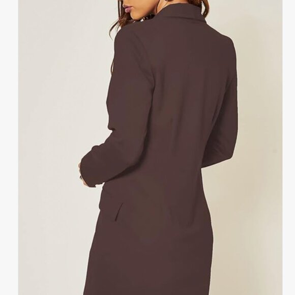 NWT UNIQUE 21 Luxe Stain Breasted Asymmetric Blazer Dress - Coffee, Brown, 2 - Picture 4 of 8